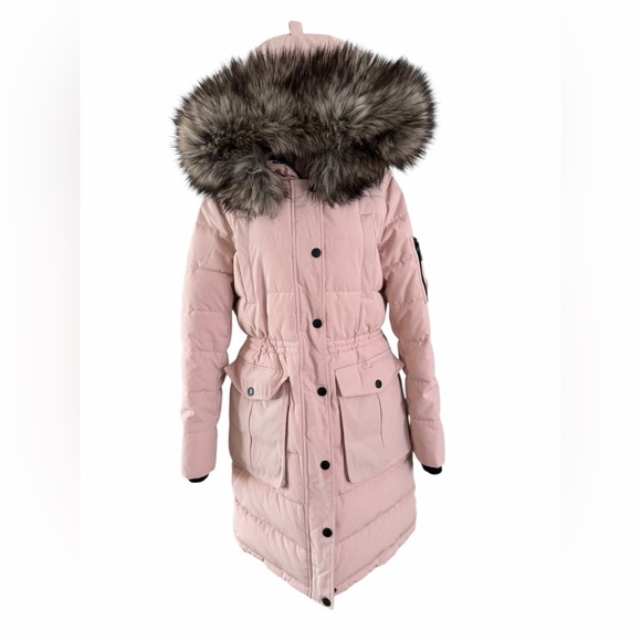 BCBG generation faux fur hooded Light Pink Puffer Coat - Picture 6 of 9